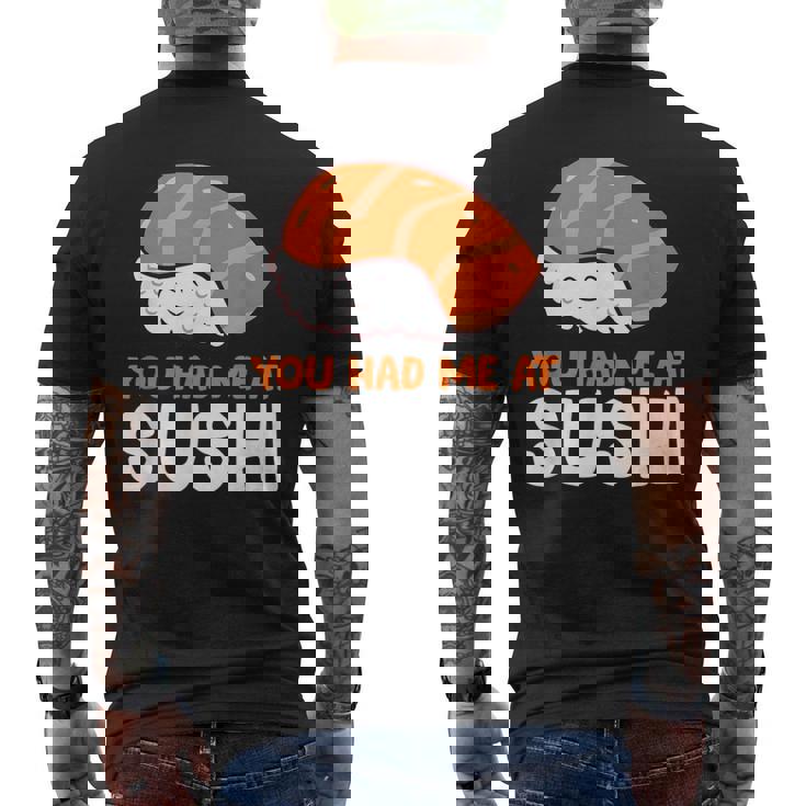 You Had Me At 寿司大好き サーモンにぎり サーモン寿司 メンズTシャツ バックプリント