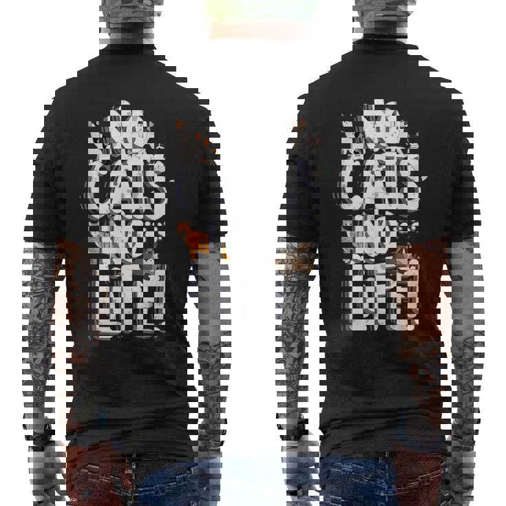 「No Cats No Life」 母の日 バレンタインデー 猫 母 メンズTシャツ バックプリント