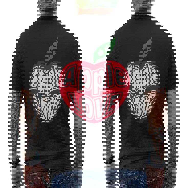 「Red Apple Fresh Fruit 」 ハート型 Love りんご フルーツ ユニークデザイン 長袖tシャツ メンズTシャツ バックプリント