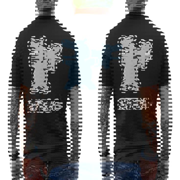 『カバをカバー』カバ くん【どうぶつフレンズ】動物 ゆる かわいい キャラ 面白 ダジャレ ギャグ ジョーク メンズTシャツ バックプリント