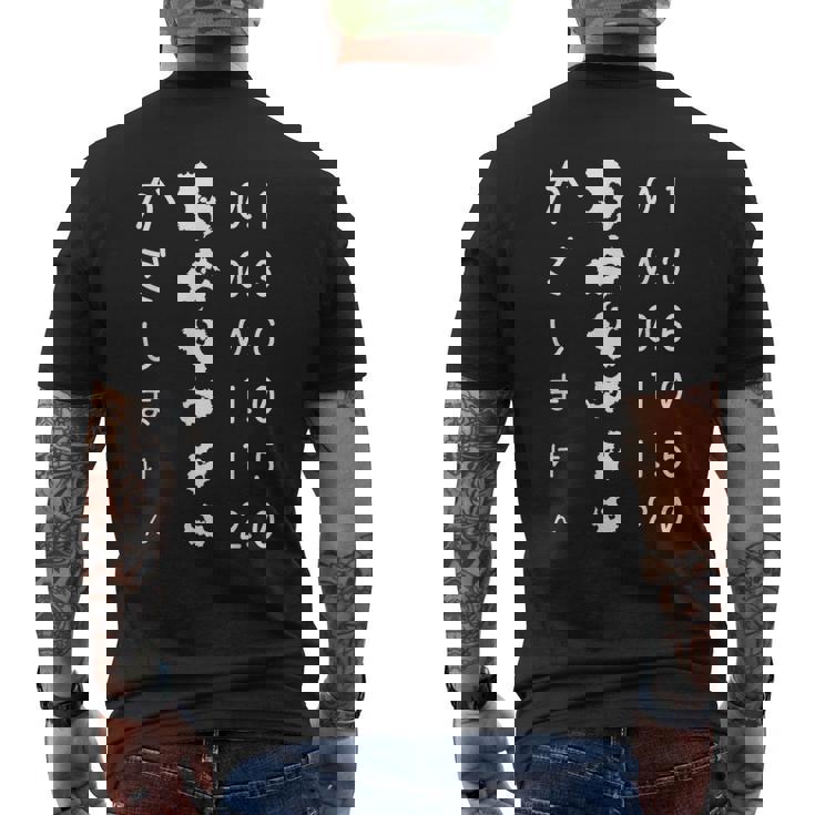 【かごしまけん】視力検査 鹿児島 都道府県 シルエット おもしろ 面白い ネタ 九州 地図 鹿児島弁 変わった 変な メンズTシャツ バックプリント