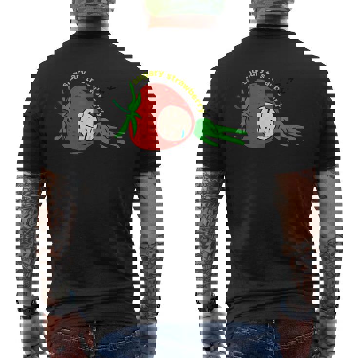 いちごグッズ イチゴイラスト いちご 果物 苺 おもしろ メンズTシャツ バックプリント