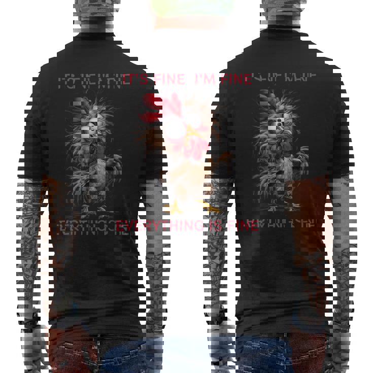 おかしいよ大丈夫、大丈夫、全部大丈夫だクレイジーチキン メンズTシャツ バックプリント