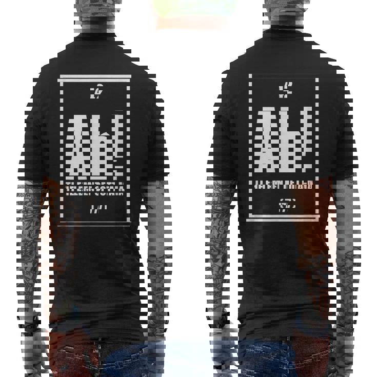 おったま Ah 元素デザイン おもしろ理系 サプライズ要素 42 ナンバー グラフィック メンズTシャツ バックプリント