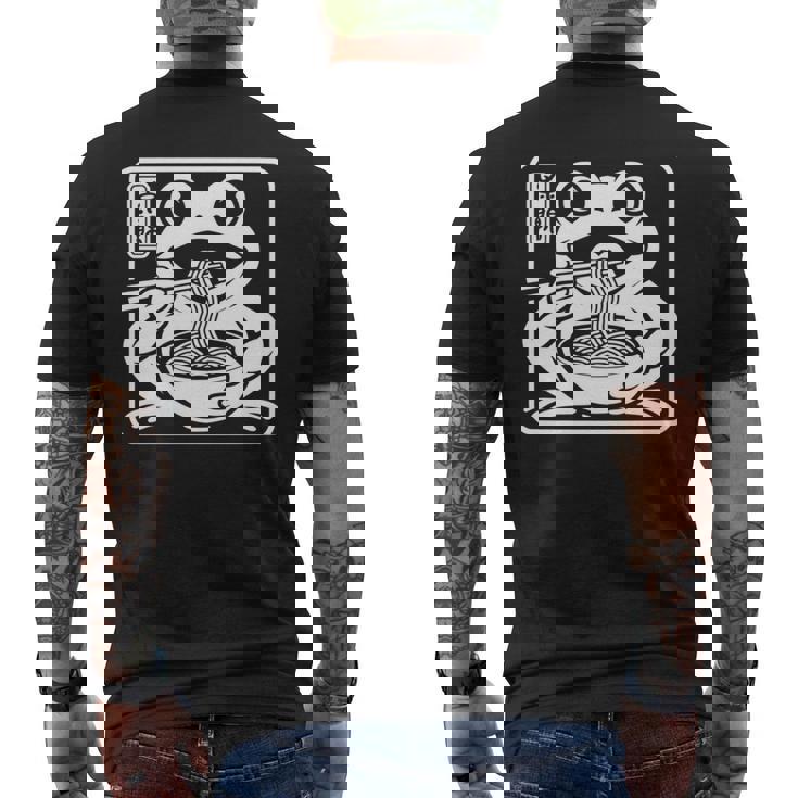 おもしろい 不機嫌そうなカエル ラーメン かわいい 水墨画 日本語 長袖tシャツ メンズTシャツ バックプリント