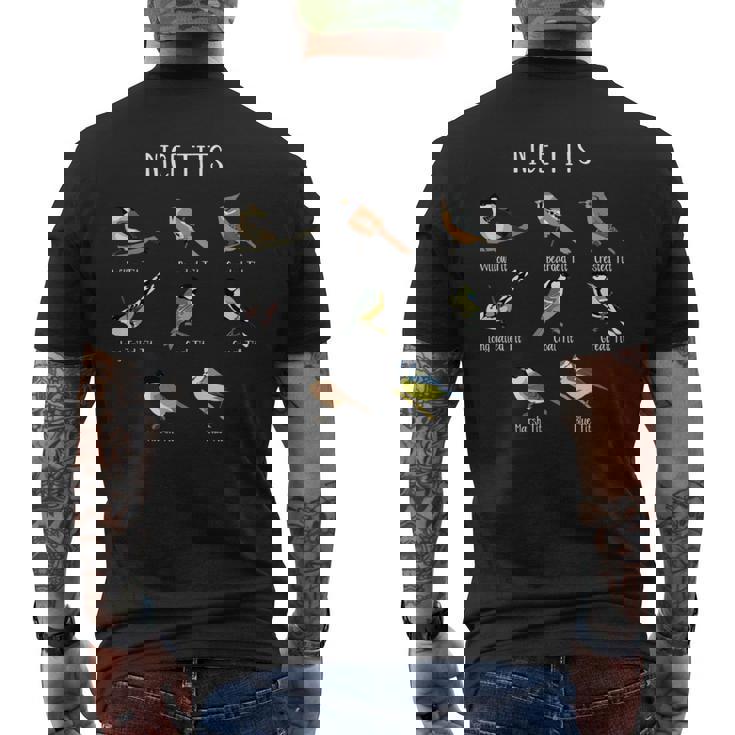 おもしろバードウォッチング ユーモア おっぱいコレクション ニースシジュウカラ 鳥 長袖tシャツ メンズTシャツ バックプリント