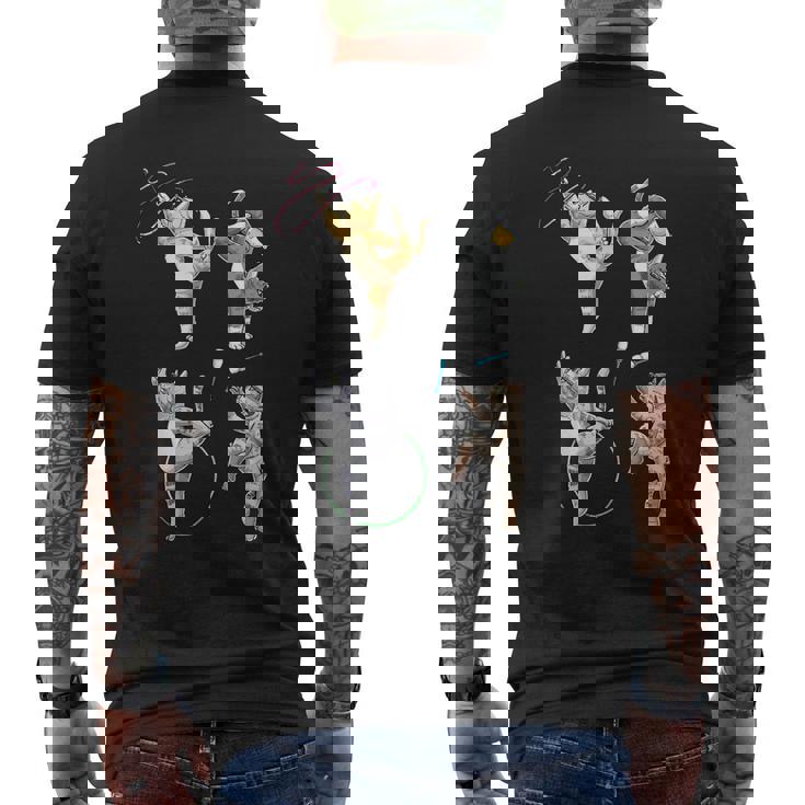 おもしろ新体操猫 メンズTシャツ バックプリント