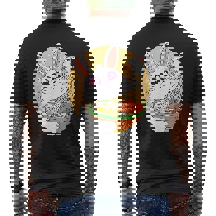 かわいい ウサギ 食べる ラーメン 漫画 カワイイ 食べ物 好き メンズTシャツ バックプリント