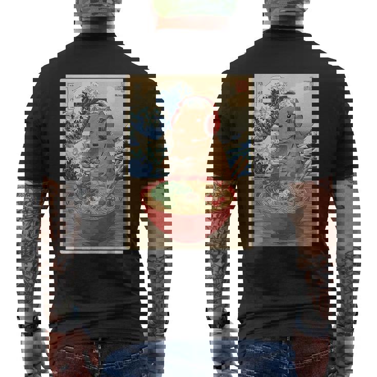 かわいい かわいい 日本人 ゲーマー 面白い ラーメン レトロ カピバラ メンズTシャツ バックプリント