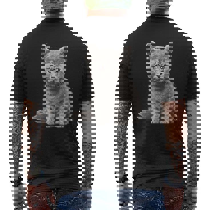 かわいいブリティッシュショートヘア 猫好きの子猫 メンズTシャツ バックプリント