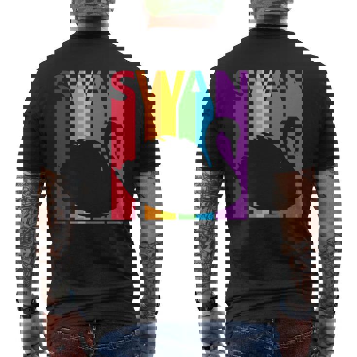 かわいいレインボースワンの鳥が好きな人 長袖tシャツ メンズTシャツ バックプリント