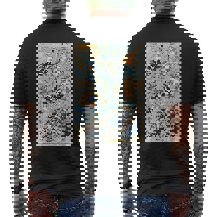 かゑるづくし 擬人化された蛙が 歌川国芳 日本の侍カエル 日本の伝統芸術 浮世絵 ヴィンテージの美学 メンズTシャツ バックプリント