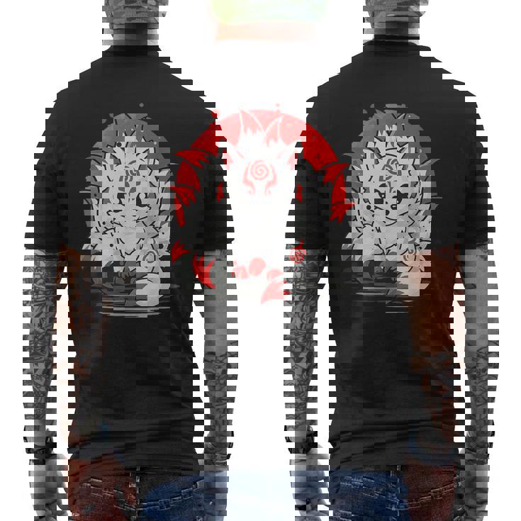 きつね 笑う キツネ 九尾 神話 動物 メンズTシャツ バックプリント