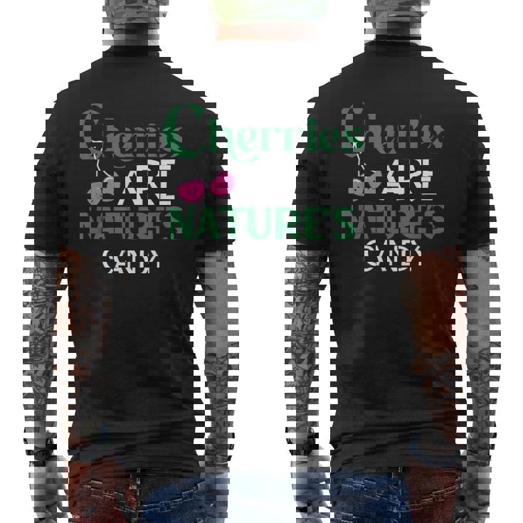 さくらんぼは自然のキャンディー、食べて健康によい名言 メンズTシャツ バックプリント