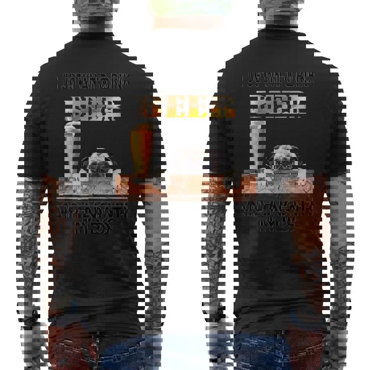 ただビール飲みたい&吊るすw マイパグ メンズTシャツ バックプリント