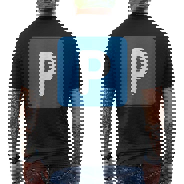 ぷしん P メンズTシャツ バックプリント