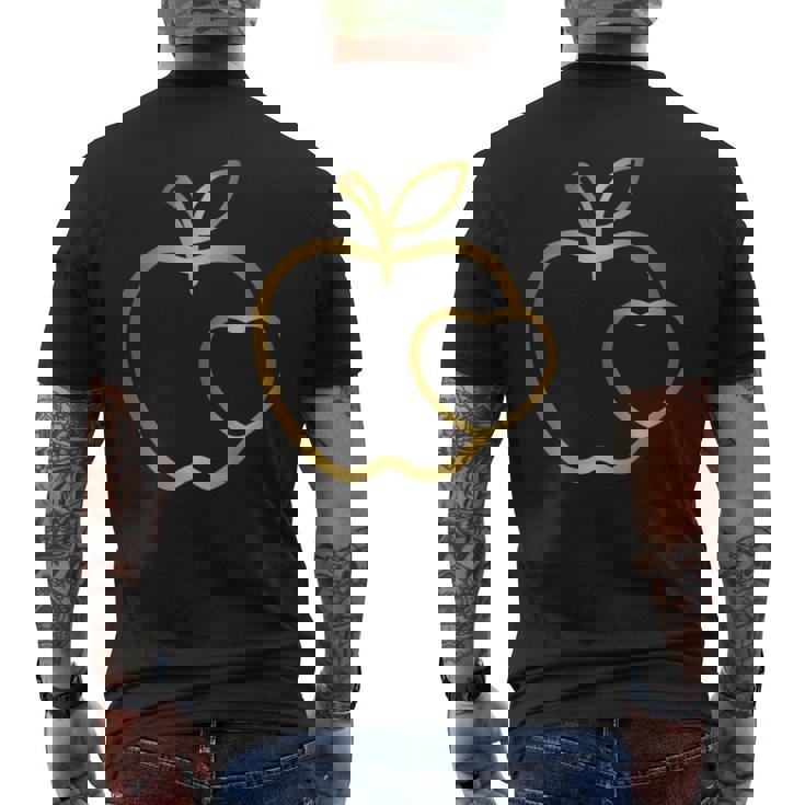 りんご ハート ラインアート かわいい シンプル デザイン 長袖tシャツ メンズTシャツ バックプリント