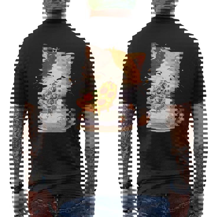 わがまま猫 ピザねこ ラーメン好き かわいい おもしろ マンガ メンズTシャツ バックプリント