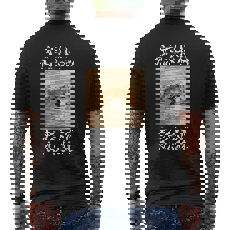 わたしはがんばらないおまえががんばれ 柴犬 文字入り おもしろ 筆文字 面白い 服 面白い メンズTシャツ バックプリント