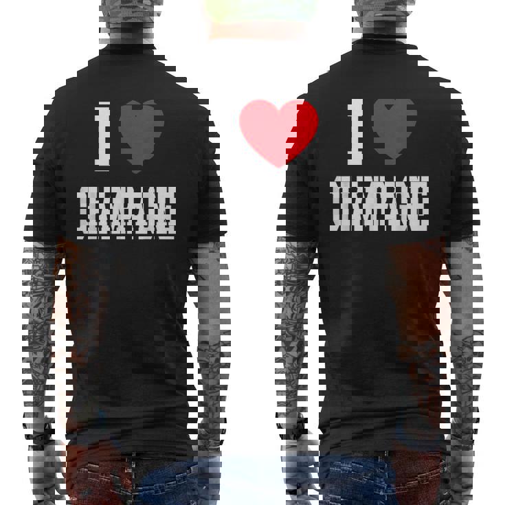 アイ・ラブ・シャンパン メンズTシャツ バックプリント