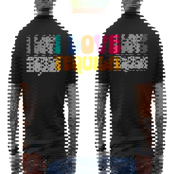 アイ・ラブ・テキーラ、グルーヴィー・テキーラ・ドリンカー・ラバーズ メンズTシャツ バックプリント