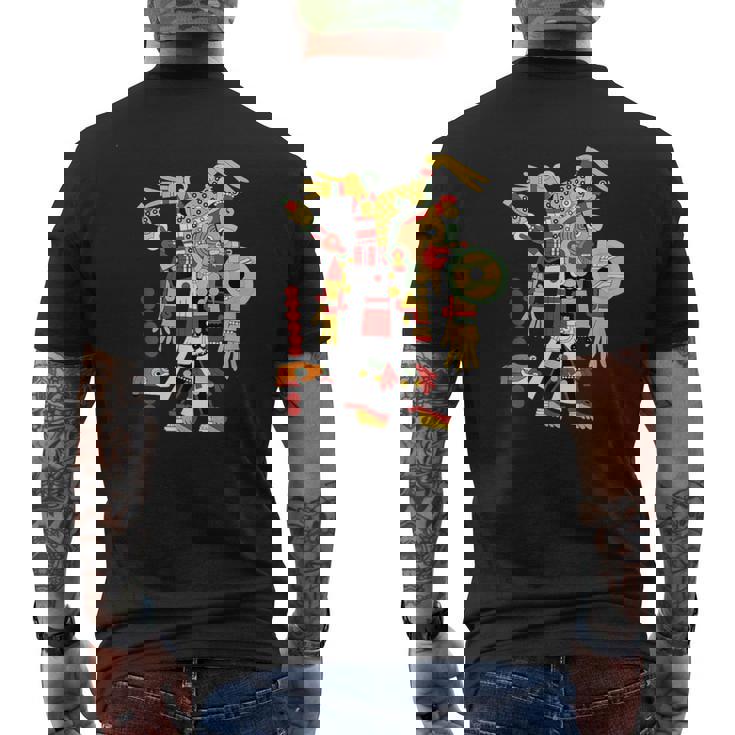 アステカ人、インカ人、メキシコの芸術彫刻マヤマヤン メンズTシャツ バックプリント