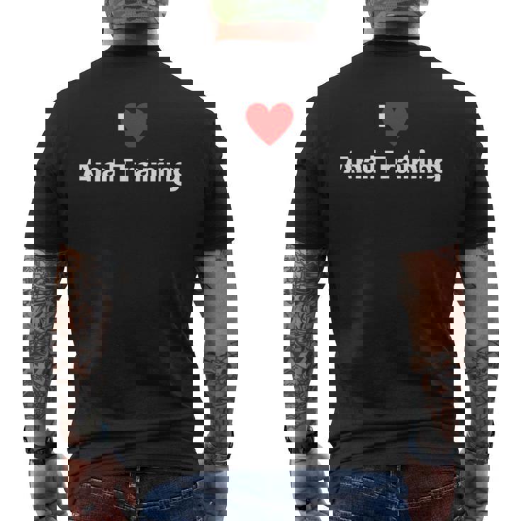 アナルトレーニングが大好き メンズTシャツ バックプリント