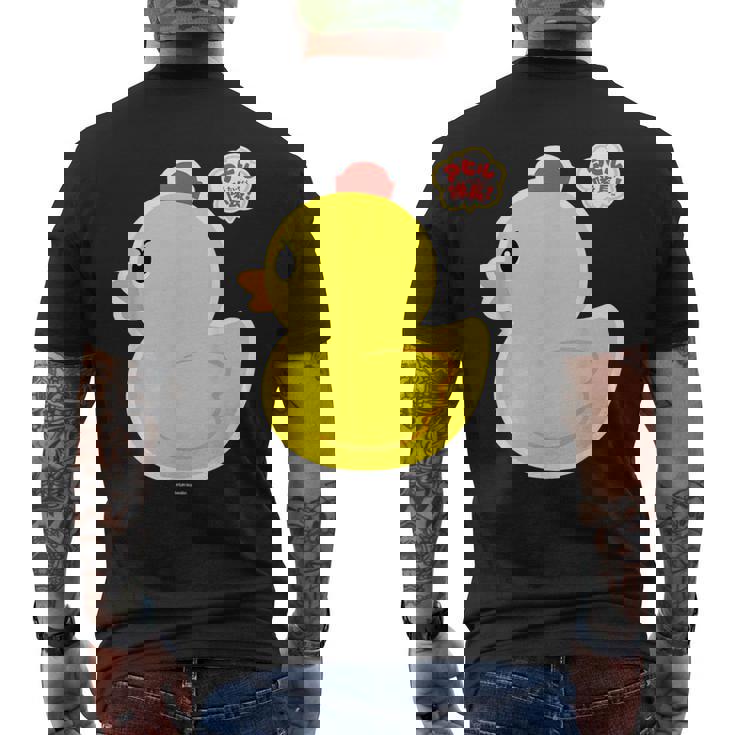 アヒル隊長ビッグプリント（横向き） メンズTシャツ バックプリント