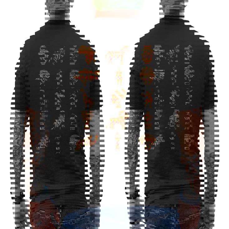 アフリカ ケンテ パターン シンボル アフリカ ケンテ パターン ガーナ メンズTシャツ バックプリント