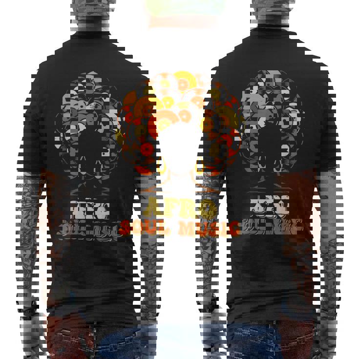 アフロソウルミュージック ビニール レトロ 70年代 80年代 ファンク ディスコダンス メンズTシャツ バックプリント