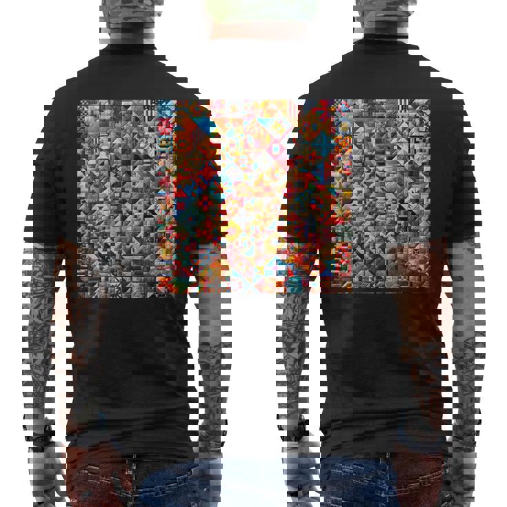 アメリカンキルト カラフル パッチワーク キルティング キルター ソーイング メンズTシャツ バックプリント