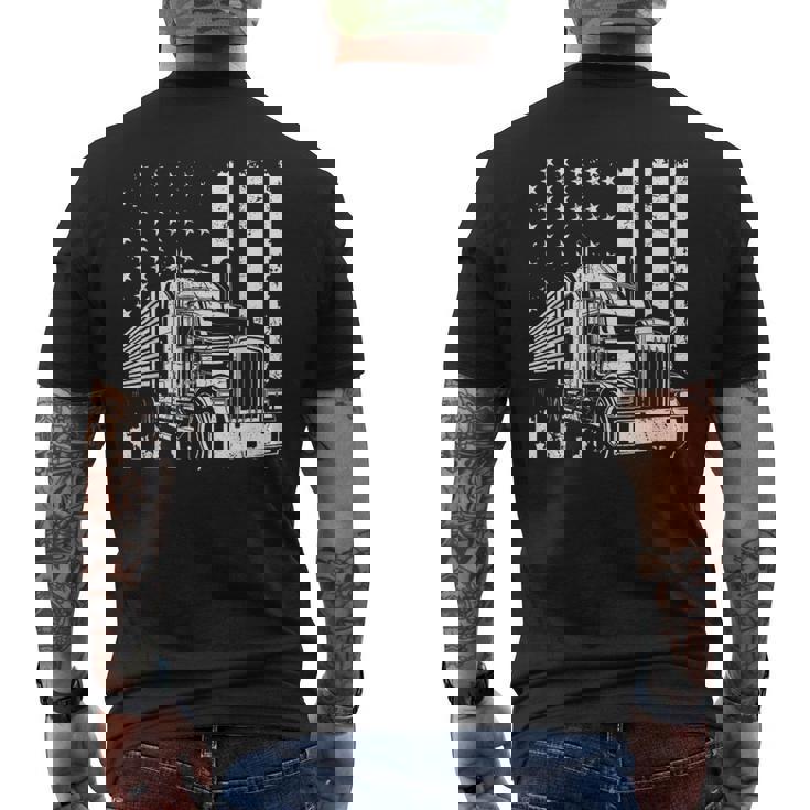 アメリカントラック フラッグusaアメリカトラッカー メンズTシャツ バックプリント