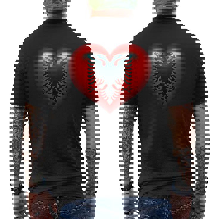 アルバニア国旗 イーグル ダブル レッド アルバニア シュキペ コソボ メンズTシャツ バックプリント