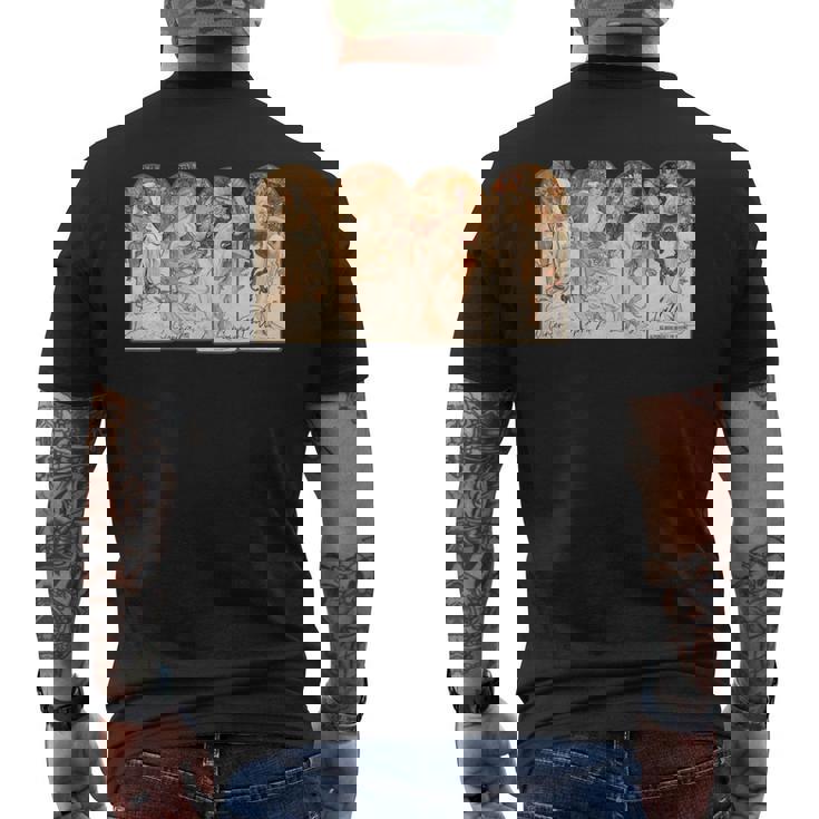 アルフォンス・マリア・ミュシャの季節 長袖tシャツ メンズTシャツ バックプリント