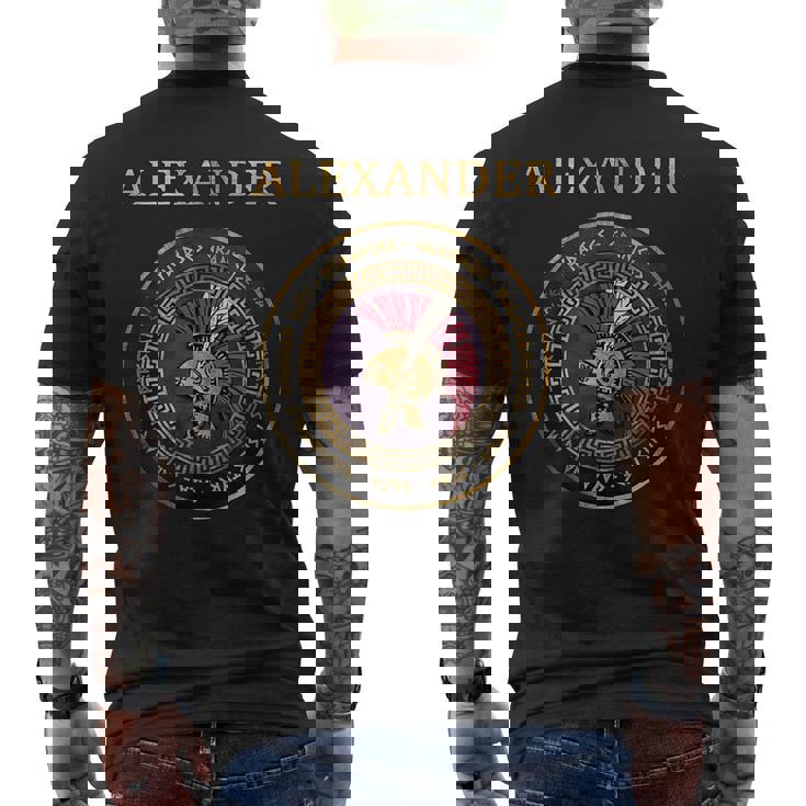 アレキサンダー大王古代の戦いのシンボル メンズTシャツ バックプリント