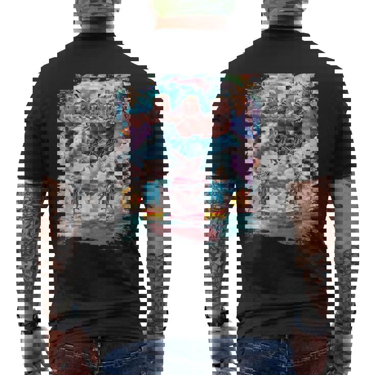 アロハ バーガー 猫 & ピザ ナマケモノ ユニコーン メンズTシャツ バックプリント