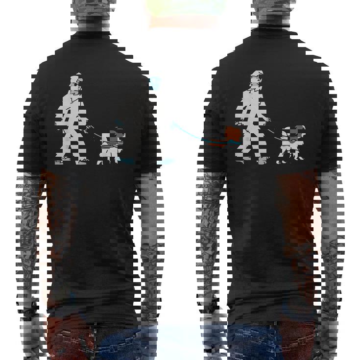 イエティウォーキングパピヨンクリプトゾロジー犬 メンズTシャツ バックプリント