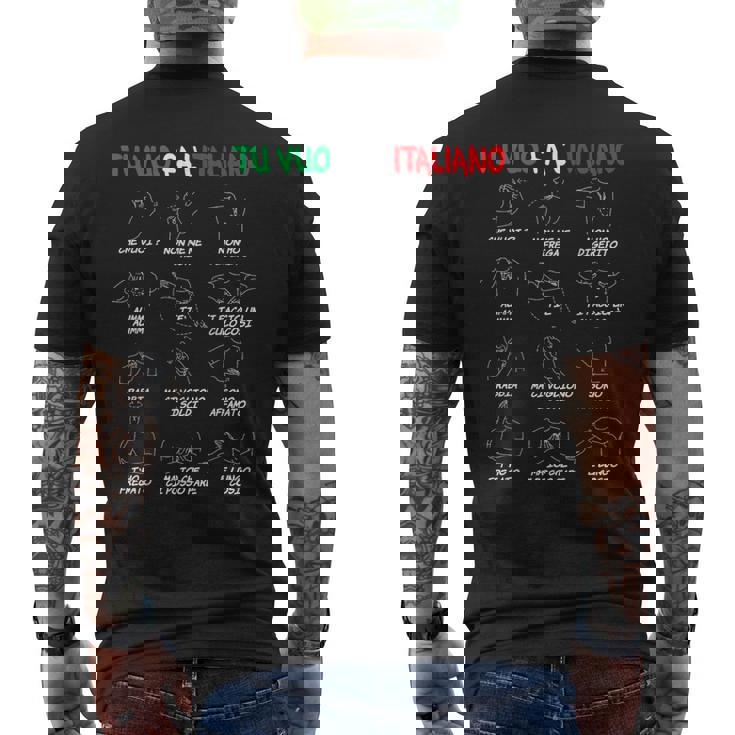イタリアのジェスチャー、翻訳者、面白いハンドジェスチャー。 メンズTシャツ バックプリント