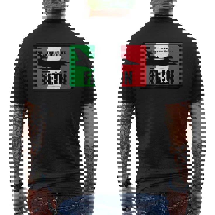 イタリアン F-16 ファルコンパッチ メンズTシャツ バックプリント