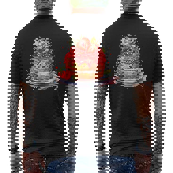 イチゴ サマーベーカリー キッチン パティシエ ストロベリーケーキ メンズTシャツ バックプリント