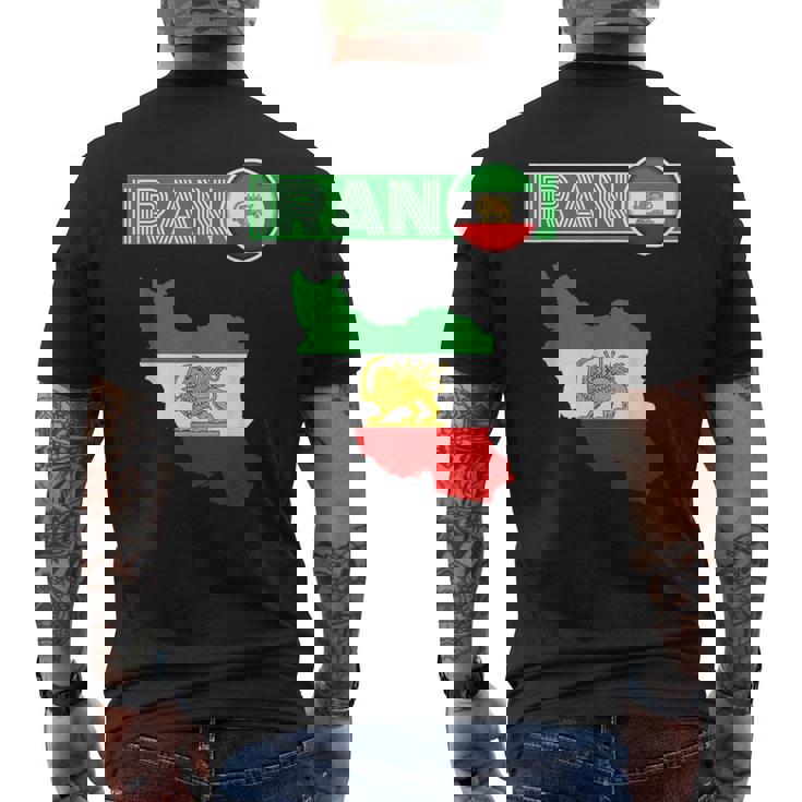 イランライオン太陽旗、イラン地図、イラン、イランの旗、イランの旗。 メンズTシャツ バックプリント