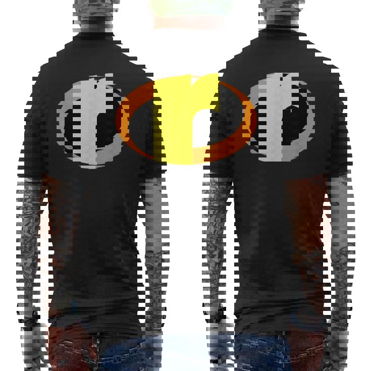 インクレディブル レター R アルファベット スーパーヒーロー キッズ ファミリー メンズTシャツ バックプリント