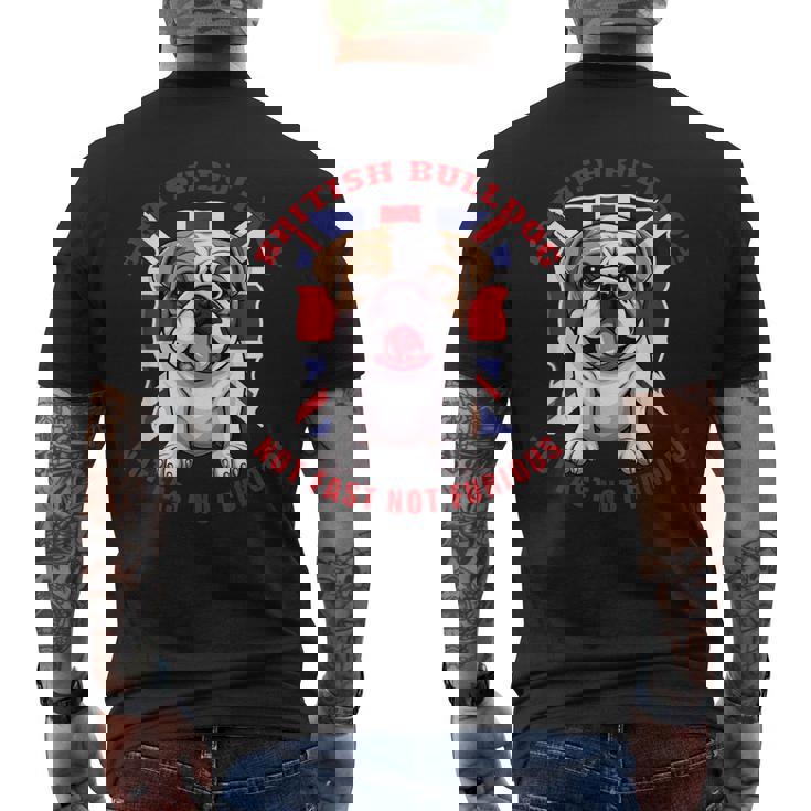 イングリッシュブリティッシュブルドッグ ユニオンジャックフラッグ ドッグオーナー メンズTシャツ バックプリント