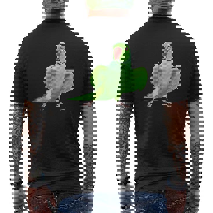 インドのワカケホンセイオウムの鳥 メンズTシャツ バックプリント