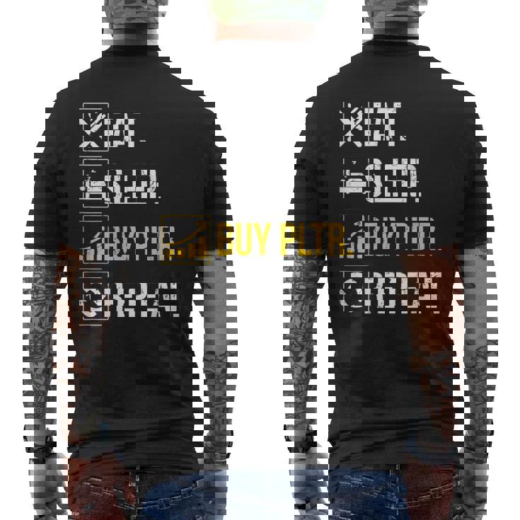 イートスリープインベストベスト Pltr購入パランティア投資。 メンズTシャツ バックプリント