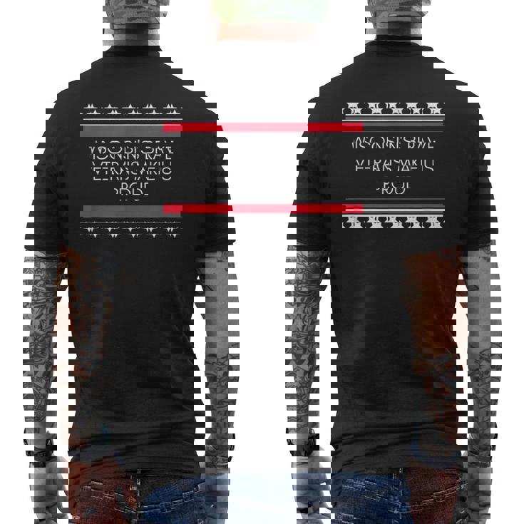 ウィスコンシン州退役軍人への感謝の気持ち メンズTシャツ バックプリント