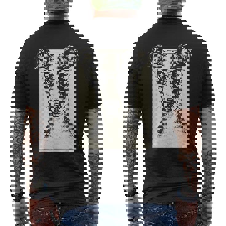 ウィペット イラスト 犬 面白い アート スケッチ メンズTシャツ バックプリント