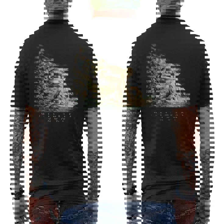 ウィリアム・ブレイク アイザック・ニュートンの肖像 物理学者 科学 芸術 William Blake Newton メンズTシャツ バックプリント