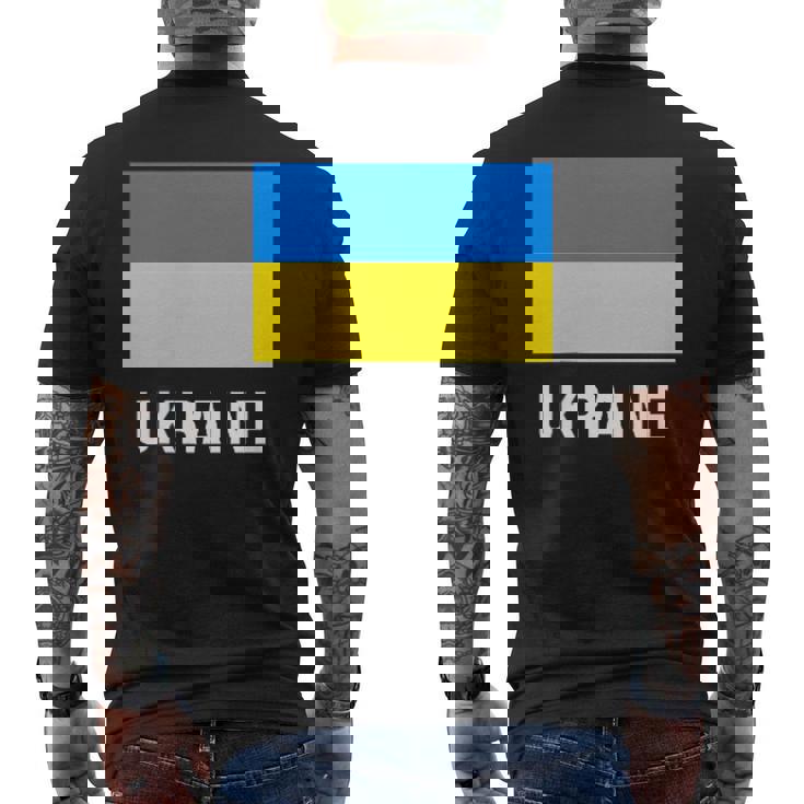 ウクライナの国旗 メンズTシャツ バックプリント