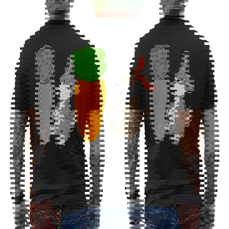 ウサギ ニンジン メンズTシャツ バックプリント